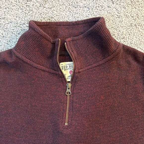 Bass Pro Shop Red-Head Brand - - waffle knit quarter zip sweater - Burgandy- XL - Picture 2 of 5